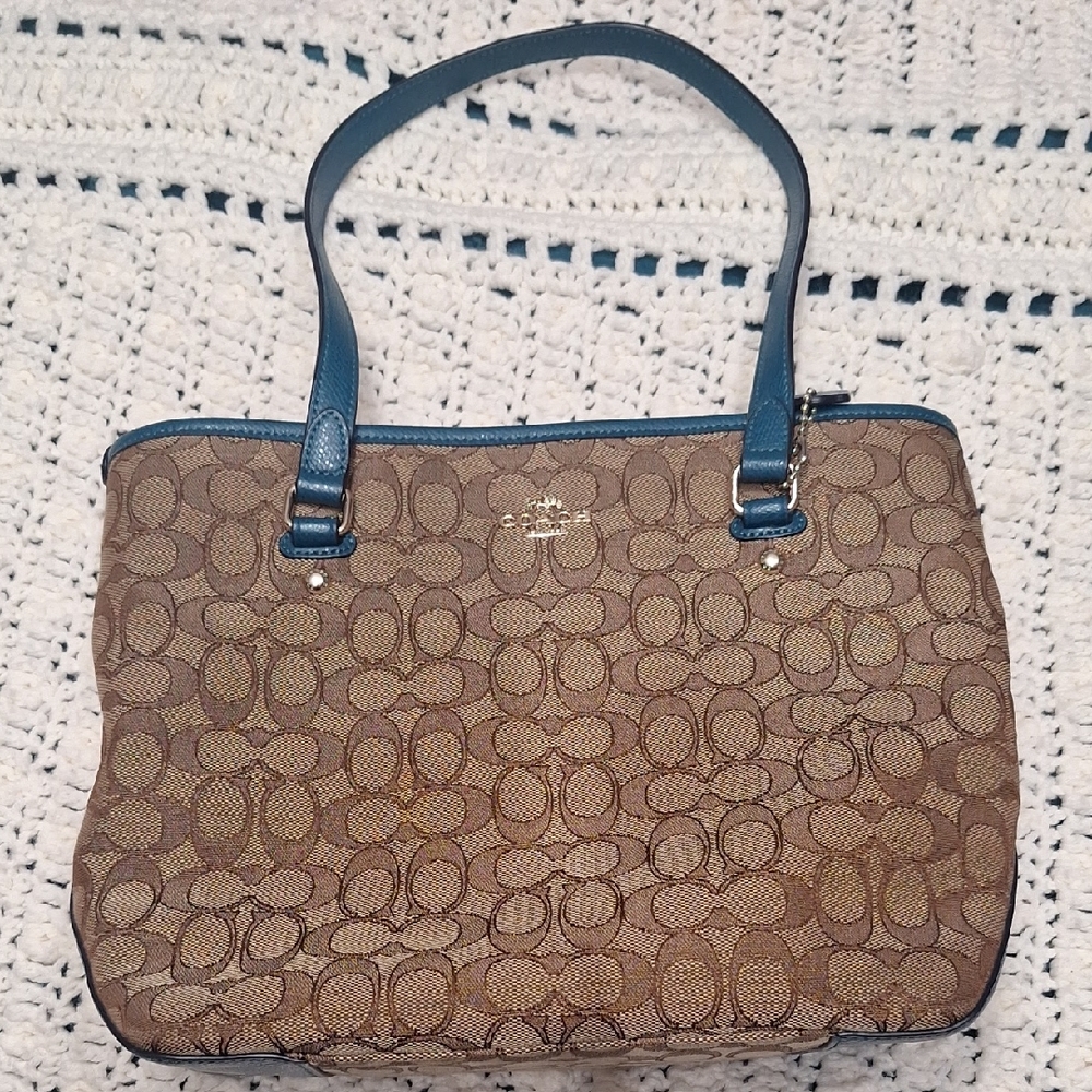 Coach Brown Shoulder Bag with Signature Monogram